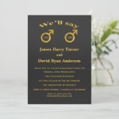 Uitnodiging voor Gold Foil Gays Engagement Party (Staand voorkant)