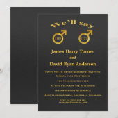 Uitnodiging voor Gold Foil Gays Engagement Party (Voorkant / Achterkant)