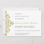 Uitnodiging voor Gold Glitter Border Party (Voorkant)