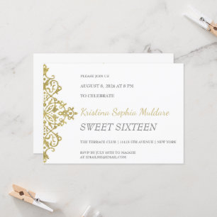 Uitnodiging voor Gold Glitter Border Party