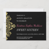 Uitnodiging voor Gold Glitter Border Party (Voorkant)