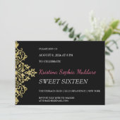 Uitnodiging voor Gold Glitter Border Party (Staand voorkant)