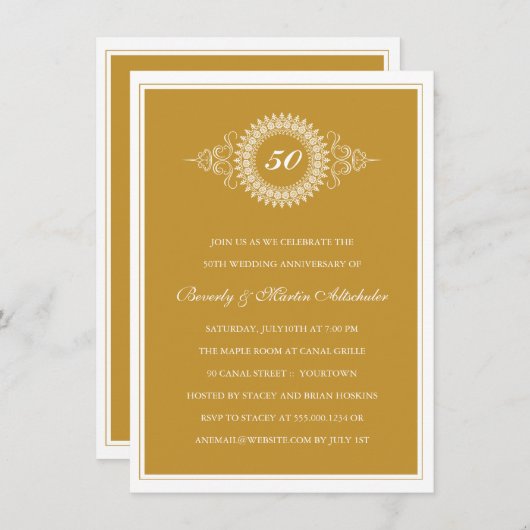 Uitnodiging voor Golden Jubileum Medallion Party (Voorkant / Achterkant)