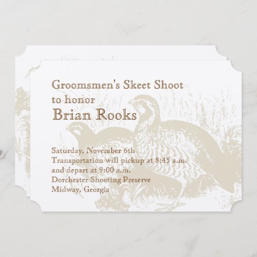 Uitnodiging voor Golden Quail Plantation (Voorkant / Achterkant)