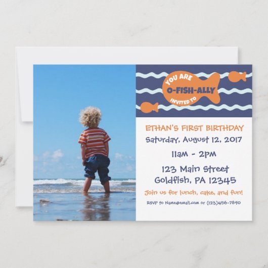 Uitnodiging voor Goldfish Birthday Photo Party (Voorkant)