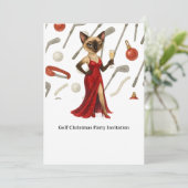 Uitnodiging voor GOLF kerstfeest voor kattenliefhe (Staand voorkant)