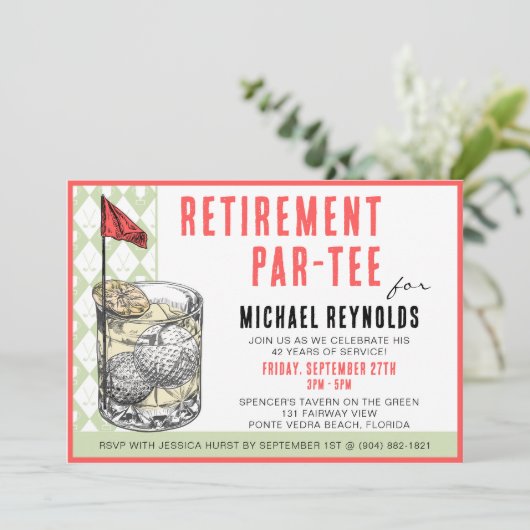 Uitnodiging voor golfcocktailfeest (Staand voorkant)