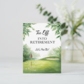 Uitnodiging voor golfpensioenfeest op green (Staand voorkant)