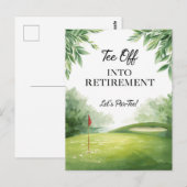 Uitnodiging voor golfpensioenfeest op green (Voorkant / Achterkant)