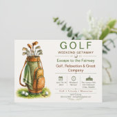 Uitnodiging voor golfweekenduitstapje (Staand voorkant)