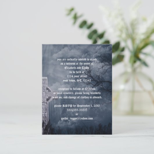 Uitnodiging voor Gothic-bruiloft van begraafplaats (Staand voorkant)