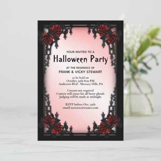 Uitnodiging voor Gotisch Halloween-feest (Staand voorkant)