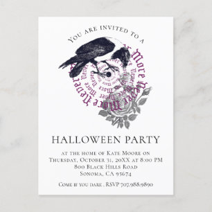 Uitnodiging voor Gotisch Raven Halloween-feest Briefkaart