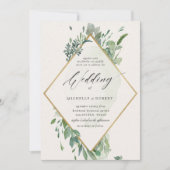 Uitnodiging voor goudbruinbruiloft met elegant gou (Voorkant)