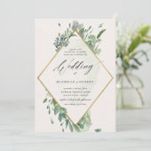 Uitnodiging voor goudbruinbruiloft met elegant gou (Staand voorkant)