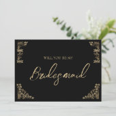 Uitnodiging voor gouddeo bruidmaid (Staand voorkant)