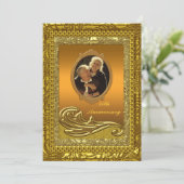 Uitnodiging voor gouden 50e huwelijksverjaardagfee (Staand voorkant)