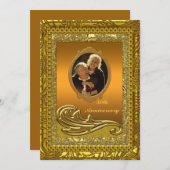 Uitnodiging voor gouden 50e huwelijksverjaardagsfe (Voorkant / Achterkant)