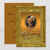 Uitnodiging voor gouden 50ste verjaardagsfeestje (Voorkant / Achterkant)