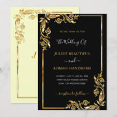 Uitnodiging voor gouden bloedige bruiloft (Voorkant / Achterkant)