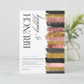 Uitnodiging voor gouden bridal in Brunch & Bubble (Staand voorkant)