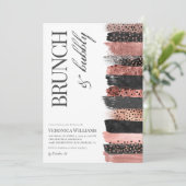 Uitnodiging voor gouden bridal in Brunch & Bubble  (Staand voorkant)