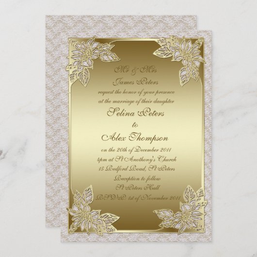 Uitnodiging voor gouden bruiloft (Voorkant / Achterkant)