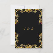 Uitnodiging voor gouden bruiloft Golden Floral omh (Achterkant)