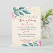  uitnodiging voor gouden bruiloft in Floral Pink (Staand voorkant)