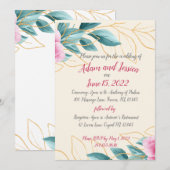  uitnodiging voor gouden bruiloft in Floral Pink (Voorkant / Achterkant)