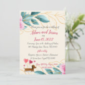 uitnodiging voor gouden bruiloft in Floral Pink (Staand voorkant)