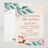 uitnodiging voor gouden bruiloft in Floral Pink (Voorkant / Achterkant)