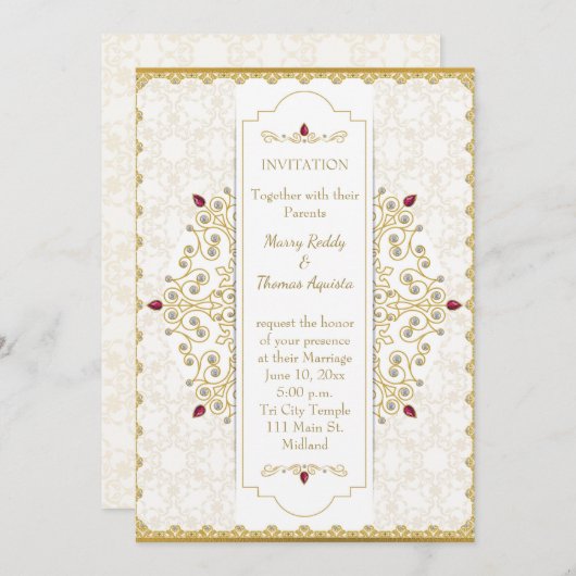 Uitnodiging voor gouden bruiloft in India (Voorkant / Achterkant)