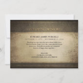 Uitnodiging voor gouden bruine fotogedenkdienst (Achterkant)