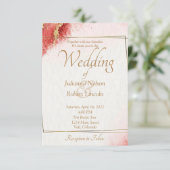 Uitnodiging voor gouden en rode bruine bruiloft (Staand voorkant)