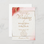 Uitnodiging voor gouden en rode bruine bruiloft (Voorkant / Achterkant)