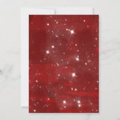 Uitnodiging voor gouden en rode kerstbruiloft (Achterkant)