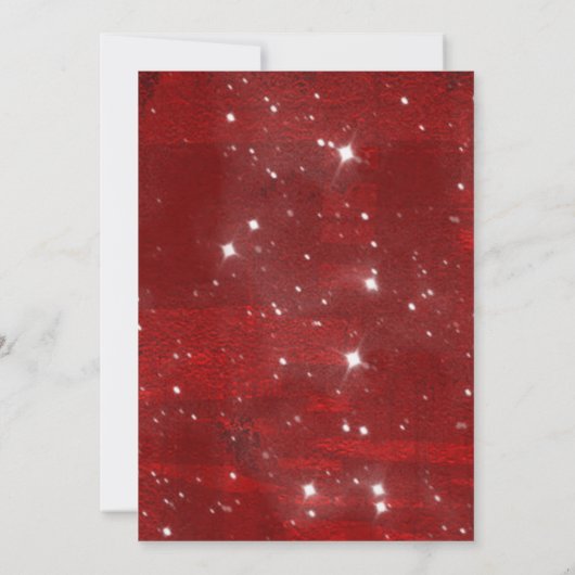 Uitnodiging voor gouden en rode kerstbruiloft (Achterkant)