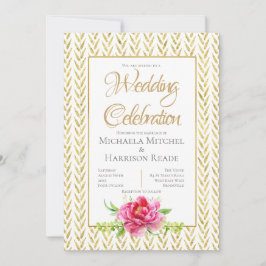 Uitnodiging voor gouden en roze bruiloft