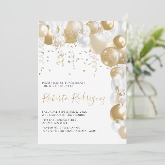 Uitnodiging voor gouden en witte feestdagen (Staand voorkant)