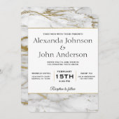 Uitnodiging voor gouden en witte marmer (Voorkant / Achterkant)