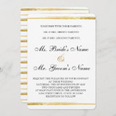 Uitnodiging voor gouden en zwarte bruiloft (Voorkant / Achterkant)