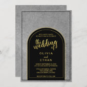 Uitnodiging voor gouden en zwarte bruiloft in de e (Voorkant / Achterkant)