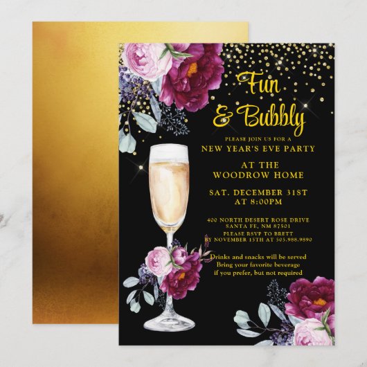 Uitnodiging voor gouden feestdagen in het nieuwjaa (Voorkant / Achterkant)