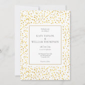 Uitnodiging voor gouden harten confetti foto bruil (Voorkant)