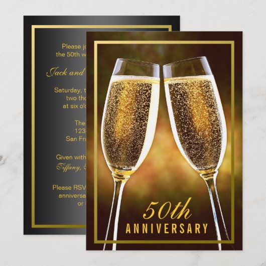 Uitnodiging voor gouden huwelijksjubileum (Voorkant / Achterkant)