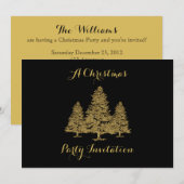 Uitnodiging voor gouden kerstbomen (Voorkant / Achterkant)