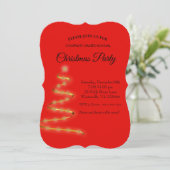 Uitnodiging voor gouden kerstboomster (Staand voorkant)