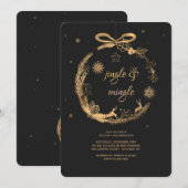 Uitnodiging voor gouden kerstfeestdag (Voorkant / Achterkant)