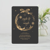 Uitnodiging voor gouden kerstfeestdag (Staand voorkant)